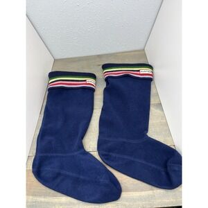 Hunter Fleece Boot Liner Socks Inserts Navy Blue Logo Womens Medium US 5-7